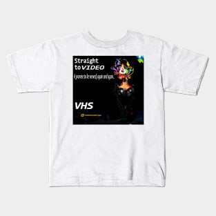 Straight to VIDEO. (1980s VHS Graphics parody. Digital Art.) Kids T-Shirt